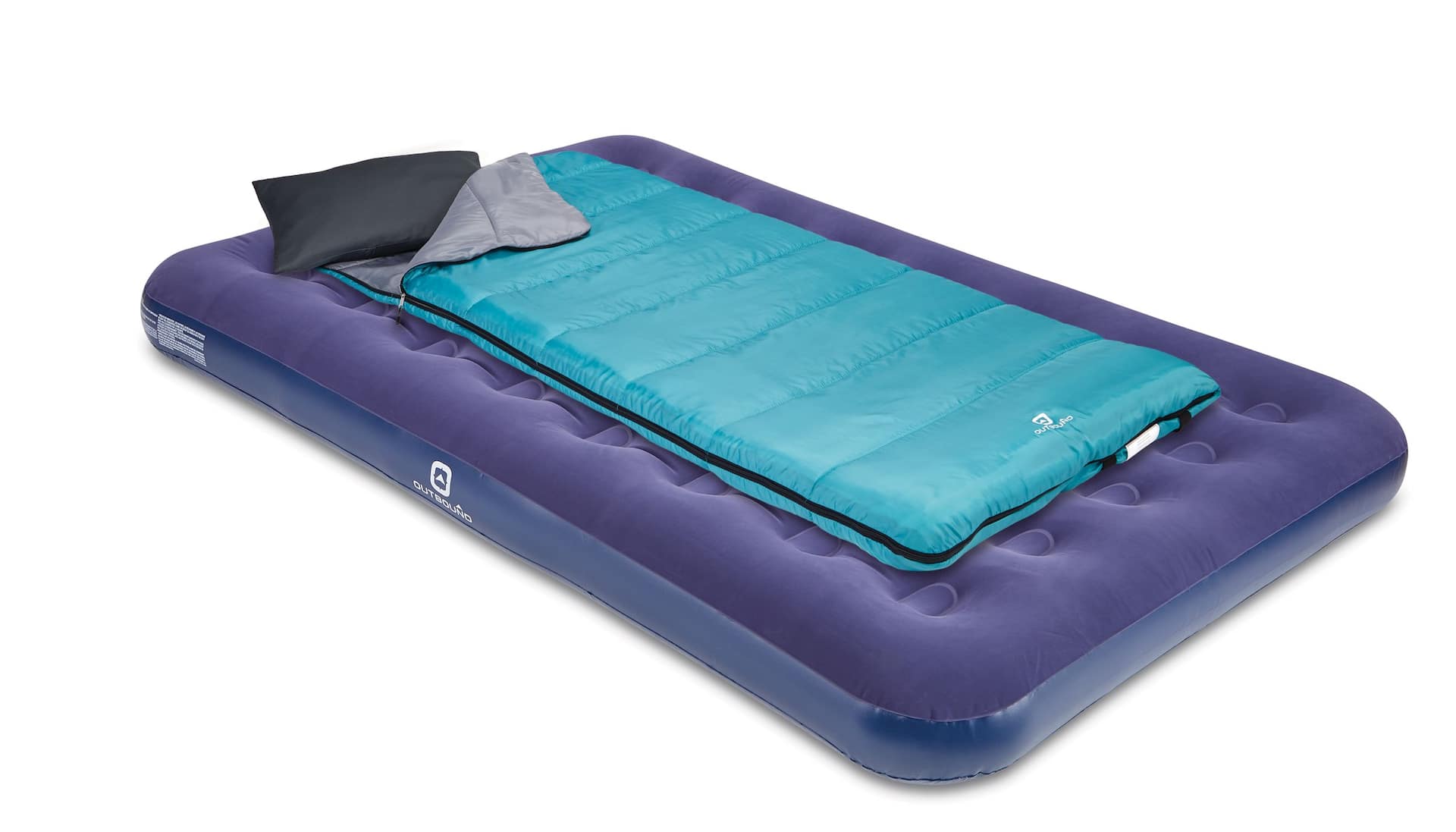 Outbound Double Single High Inflatable Air Mattress Airbed w Flocked Top Repair Kit