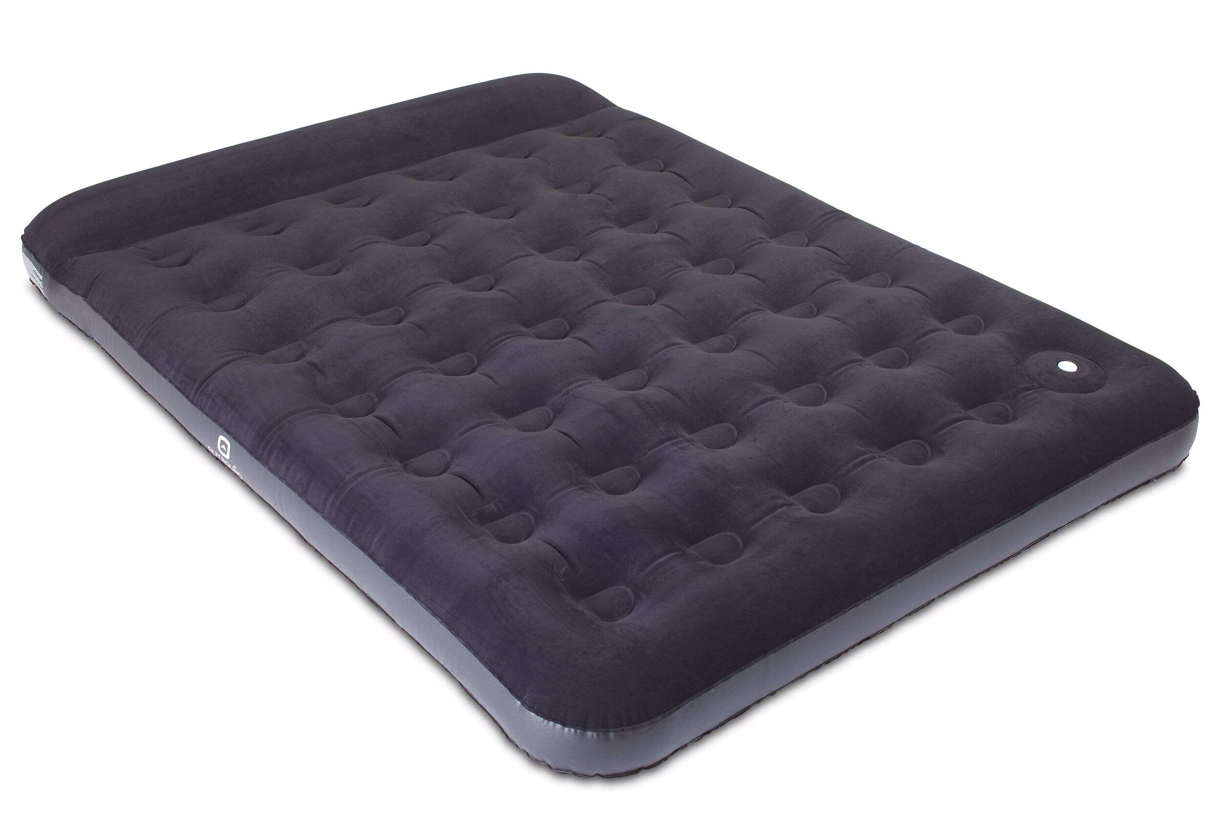 Outbound Queen Airbed with Built-In Manual Pump, PVC, Black Front_Three_Fourths_Angled_Right