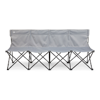 Outbound 4-Person Quad-Fold Bench with Backrest, Steel Frame, Grey