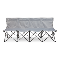 Outbound 4-Person Quad-Fold Bench with Backrest, Steel Frame, Grey Front_Elevated