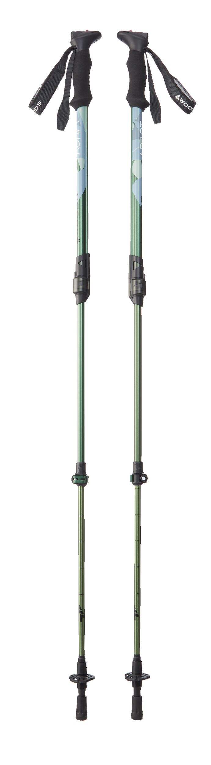 Woods ADAPT Collapsible Push-Button Adjustable Aluminum Trekking Poles for Walking and Hiking Front_Flat