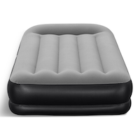 Outbound Double High Flocked Airbed, Twin, Grey Front_Elevated
