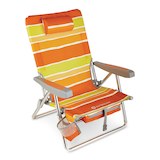Outbound Beach Backpack Adjustable Chair, Orange and Yellow Striped Front_Three_Fourths_Angled_Right