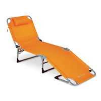 Outbound Adjustable Folding Beach Lounger Chair, Orange Front_Three_Fourths_Angled_Right