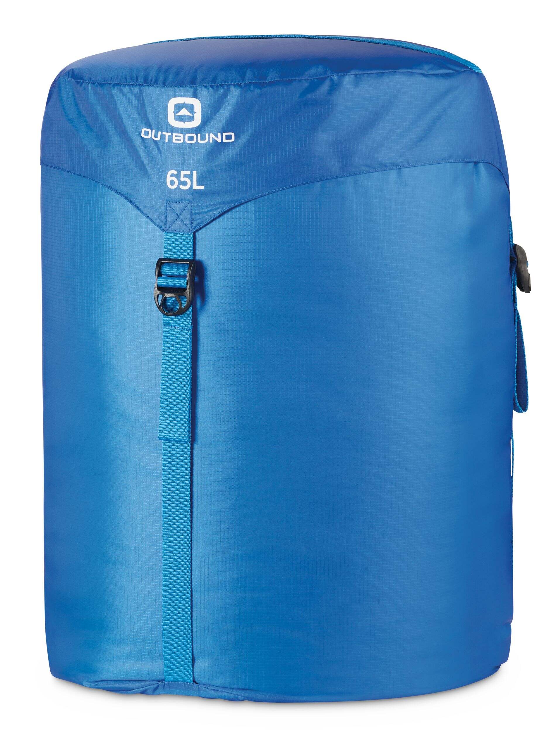 Sac de rangement à compression en polyester Outbound Boundless, 65 L, bleu Front_Three_Fourths_Angled_Left