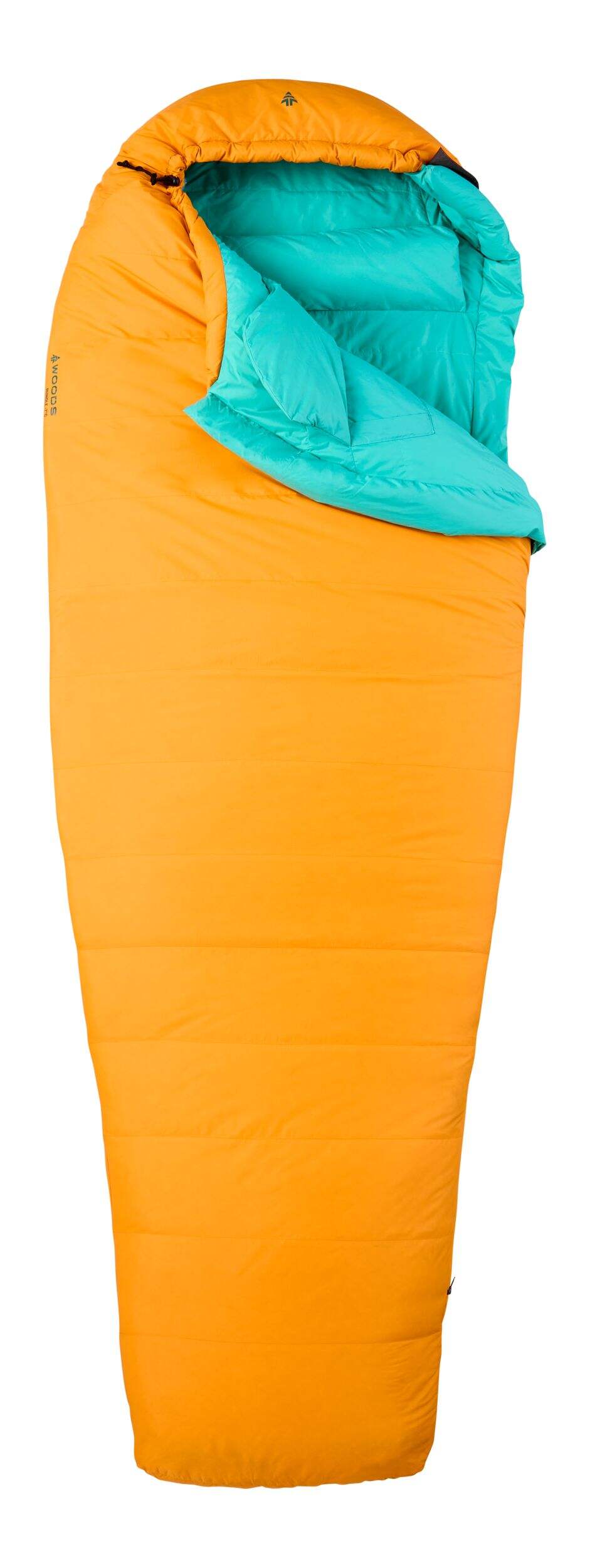 Woods Arctic 3-Season Duck Down Insulated Sleeping Bag with Compression Sack, Long Length, -7°C Front_Flat