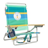 Tommy Bahama Classic 5-Position Folding Backpack Beach Chair with Cooler, Multi-Colour Front_Three_Fourths_Angled_Right