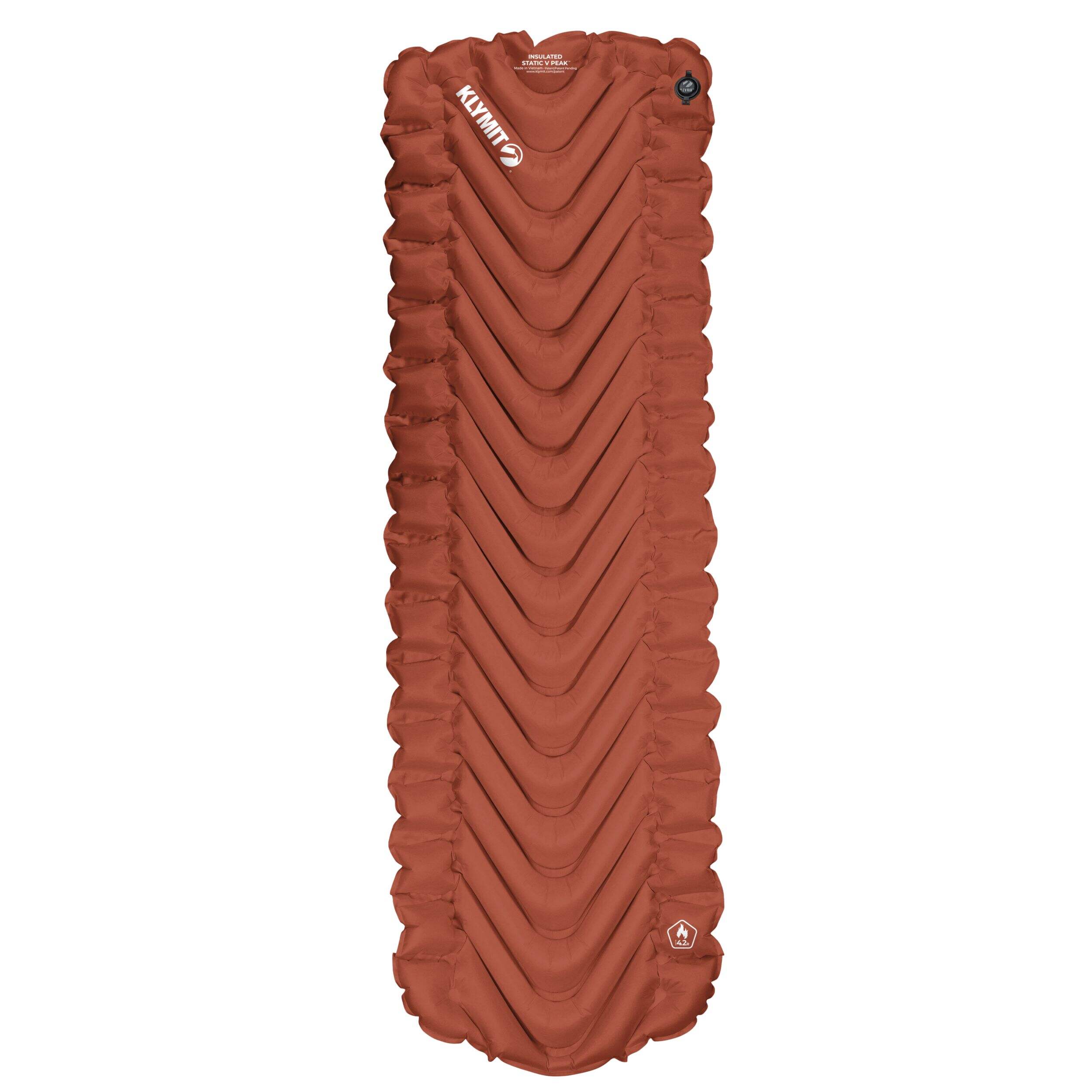 Klymit Static V 4-Season Insulated Inflatable Sleeping Pad, Regular, Orange Overhead_Flat
