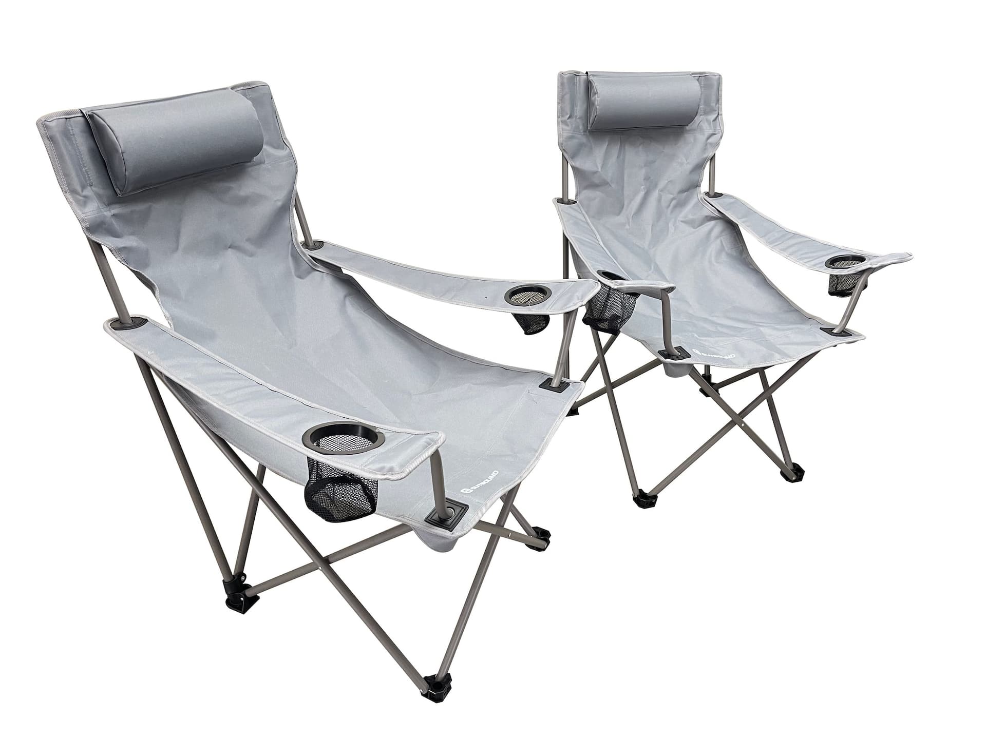 Outbound Quad-Fold Lounge Chair for Outdoor/Camping, 2-Piece, Grey