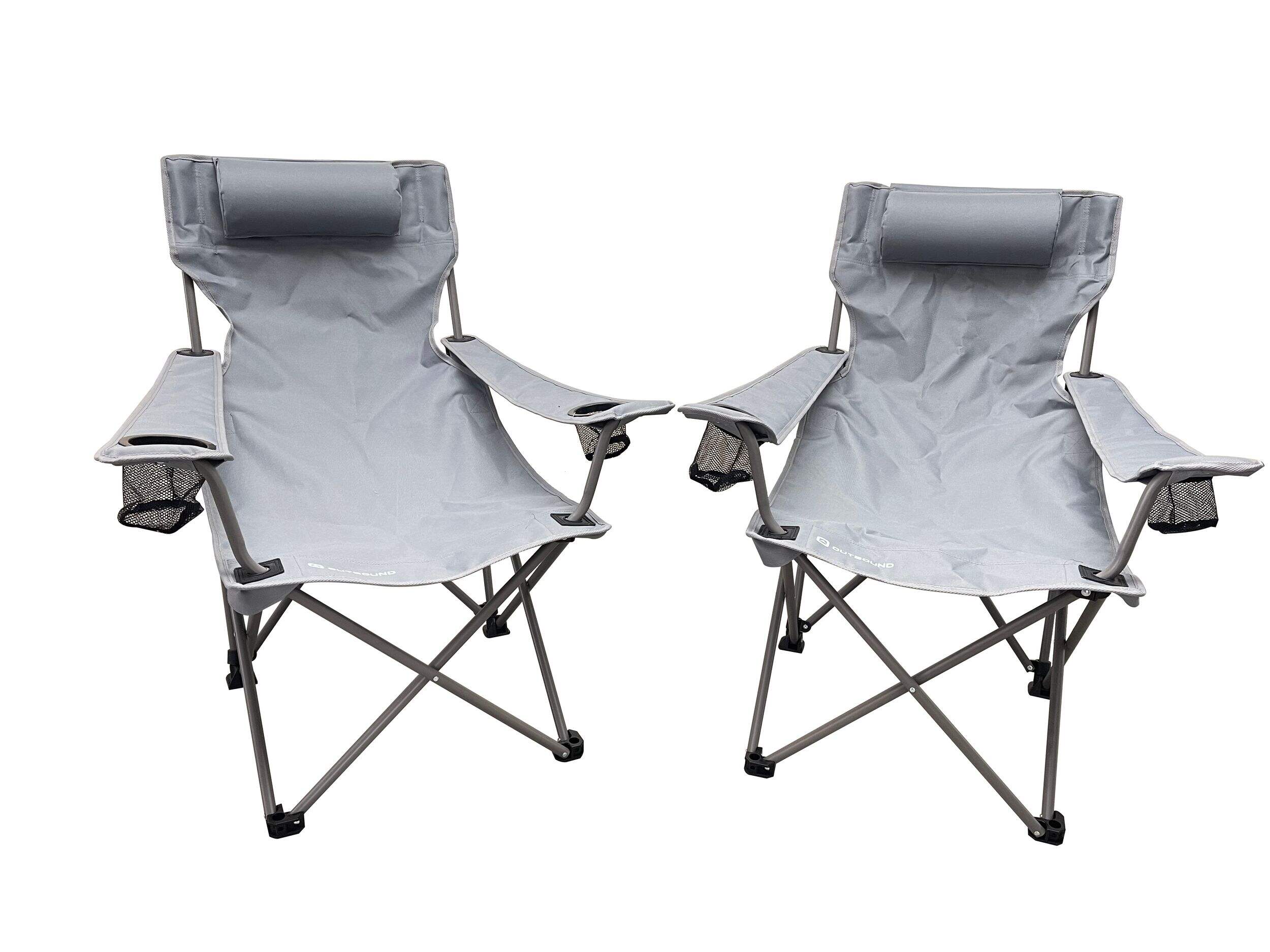 Outbound Quad-Fold Lounge Chair for Outdoor/Camping, 2-Piece, Grey ...