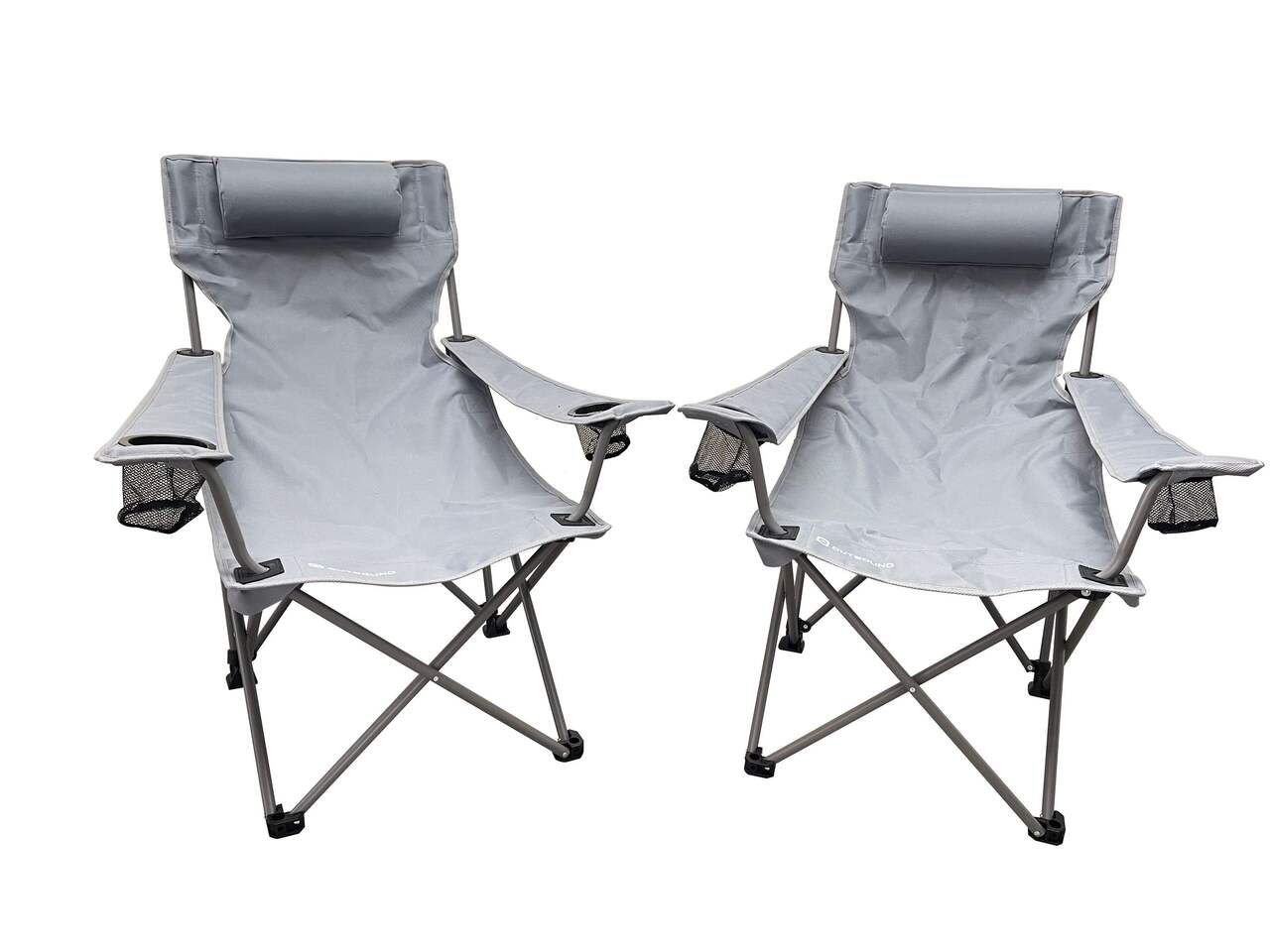 Outbound Quad-Fold Lounge Chair for Outdoor/Camping, 2-Piece, Grey