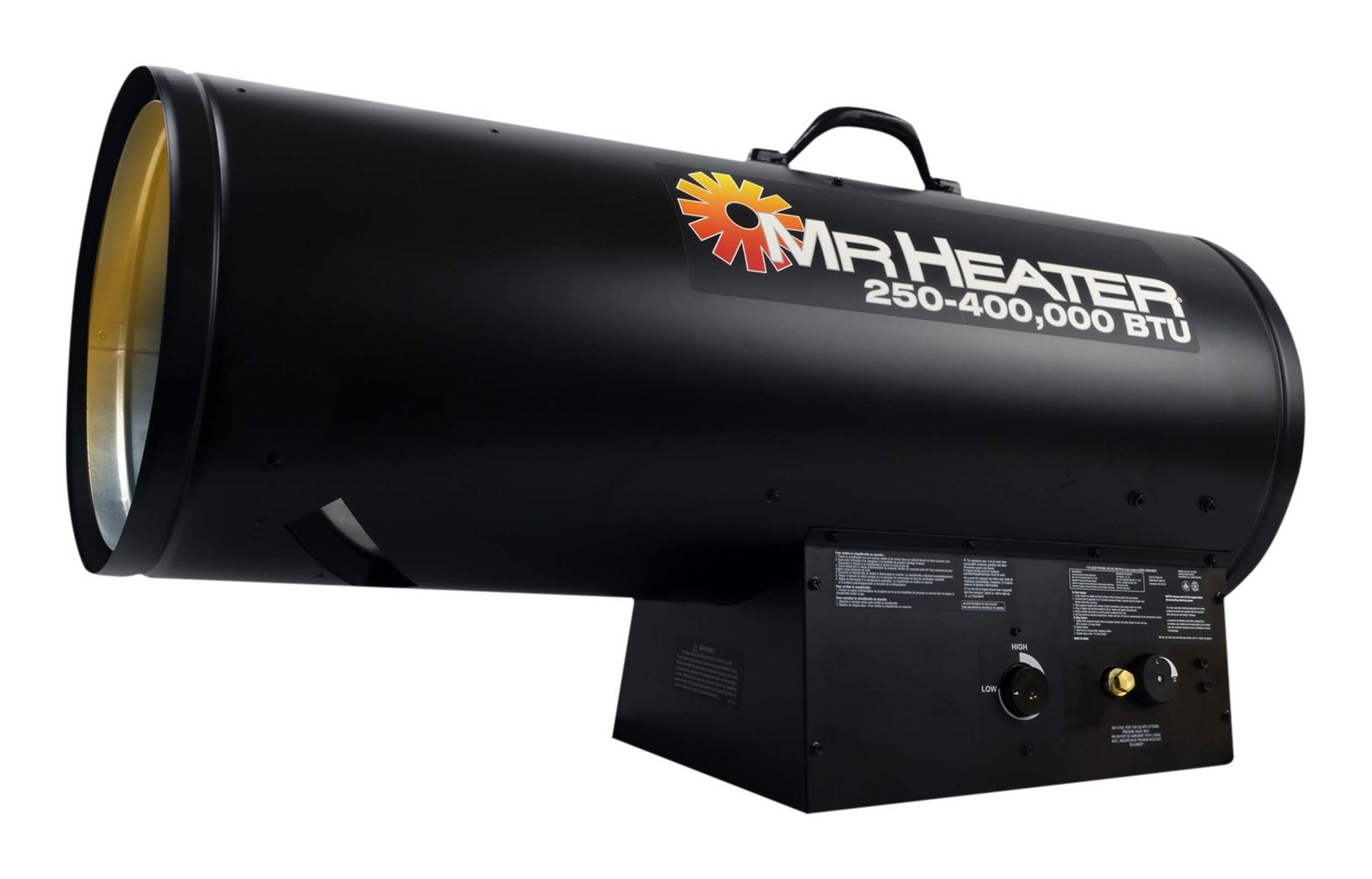 Radiateur air pulsé au propane avec QBT (Quiet Burn Technology) de Mr. Heater de 250&nbsp;000 à 400&nbsp;000&nbsp;BTU, Front_Angled_Left