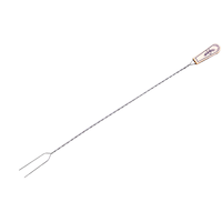 Frank's Campfire Sticks with Wooden Handle, Silver, 34-in, for Camping Front_Three_Fourths_Angled_Left