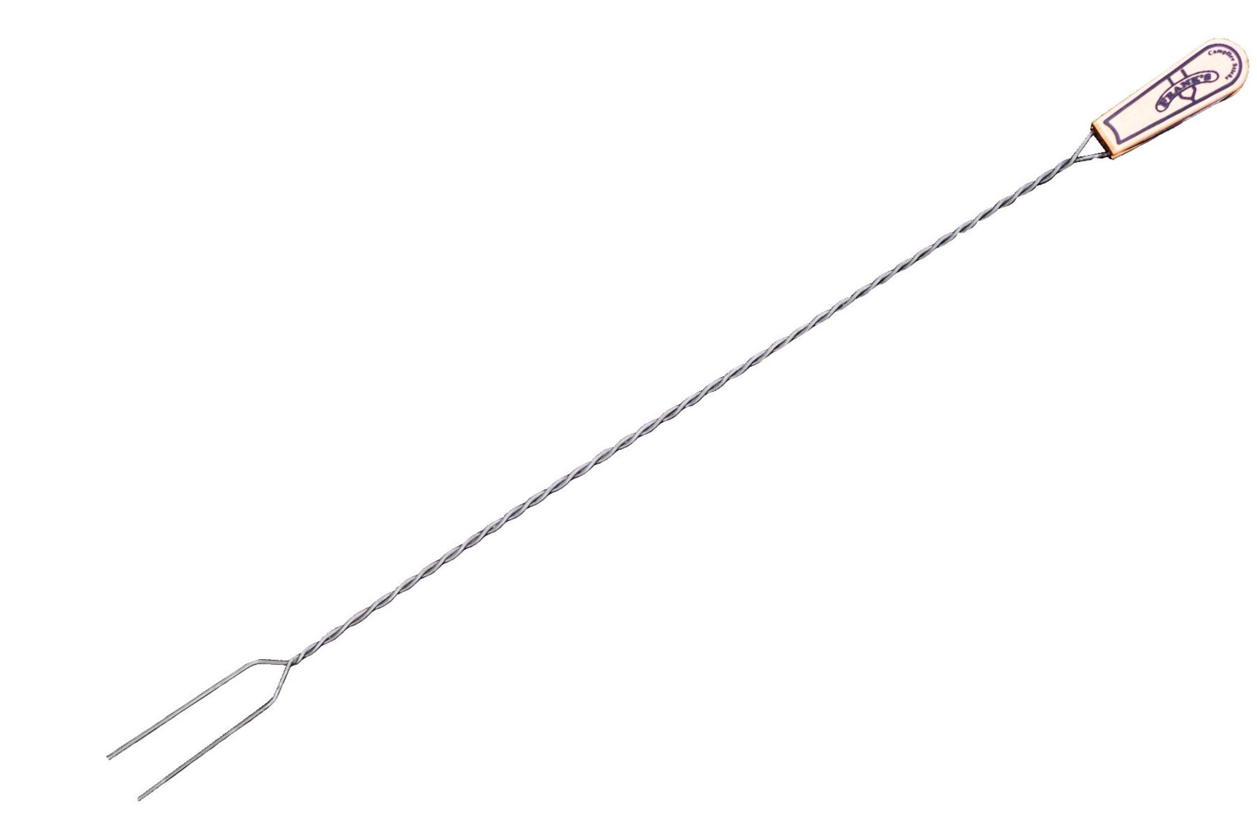 Frank's Campfire Sticks with Wooden Handle, Silver, 34-in, for Camping Front_Three_Fourths_Angled_Left