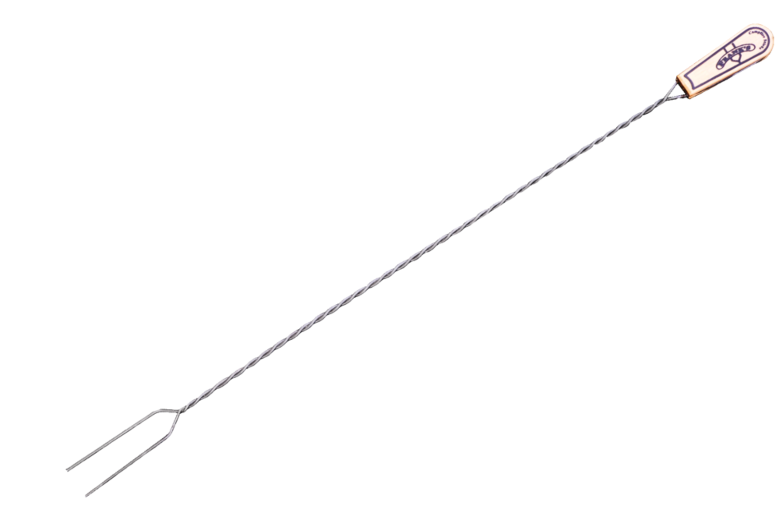 Frank's Campfire Sticks with Wooden Handle, Silver, 34-in, for Camping Front_Three_Fourths_Angled_Left