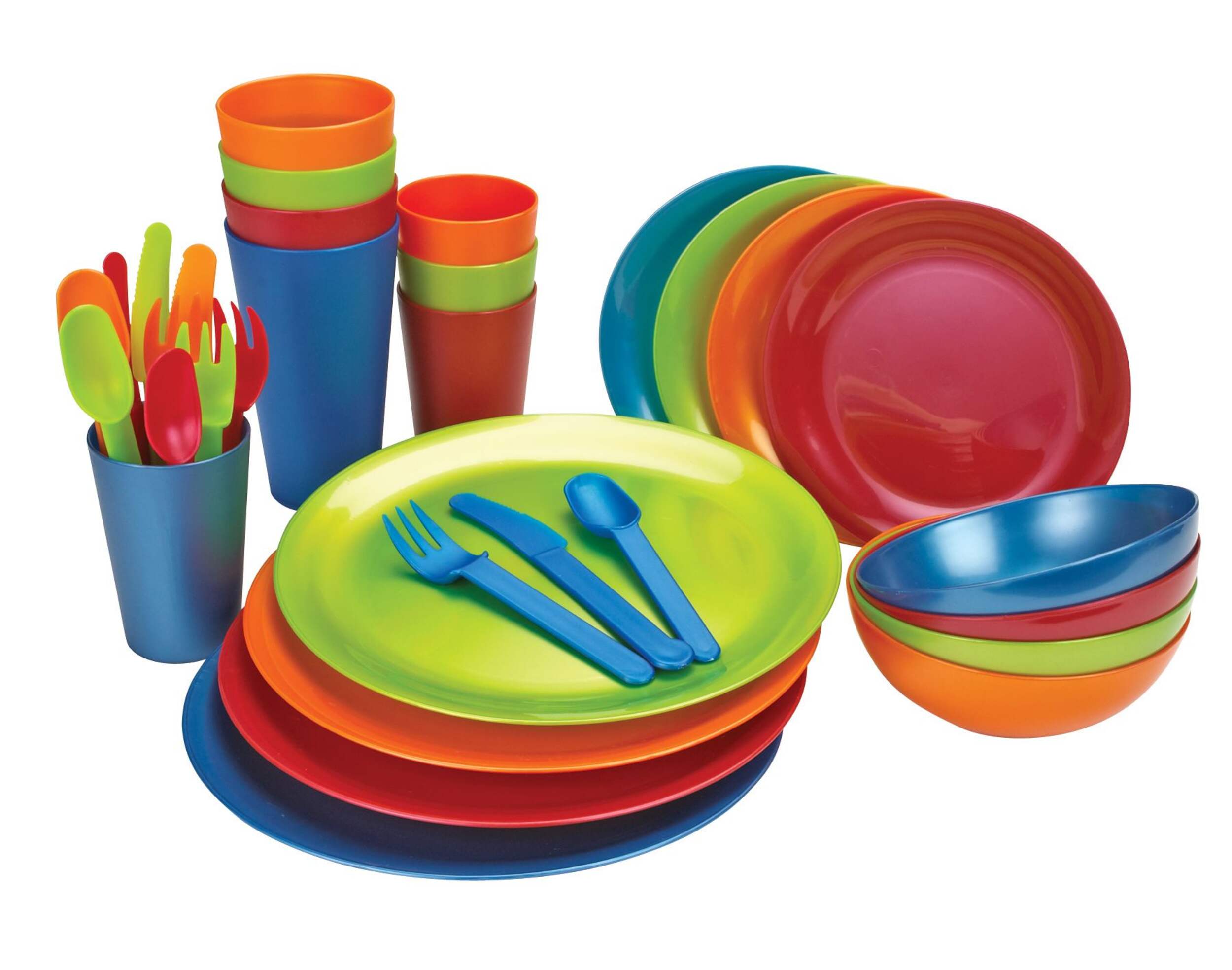 Camping Dinnerware Set, 33-pc Composite_or_Mixed
