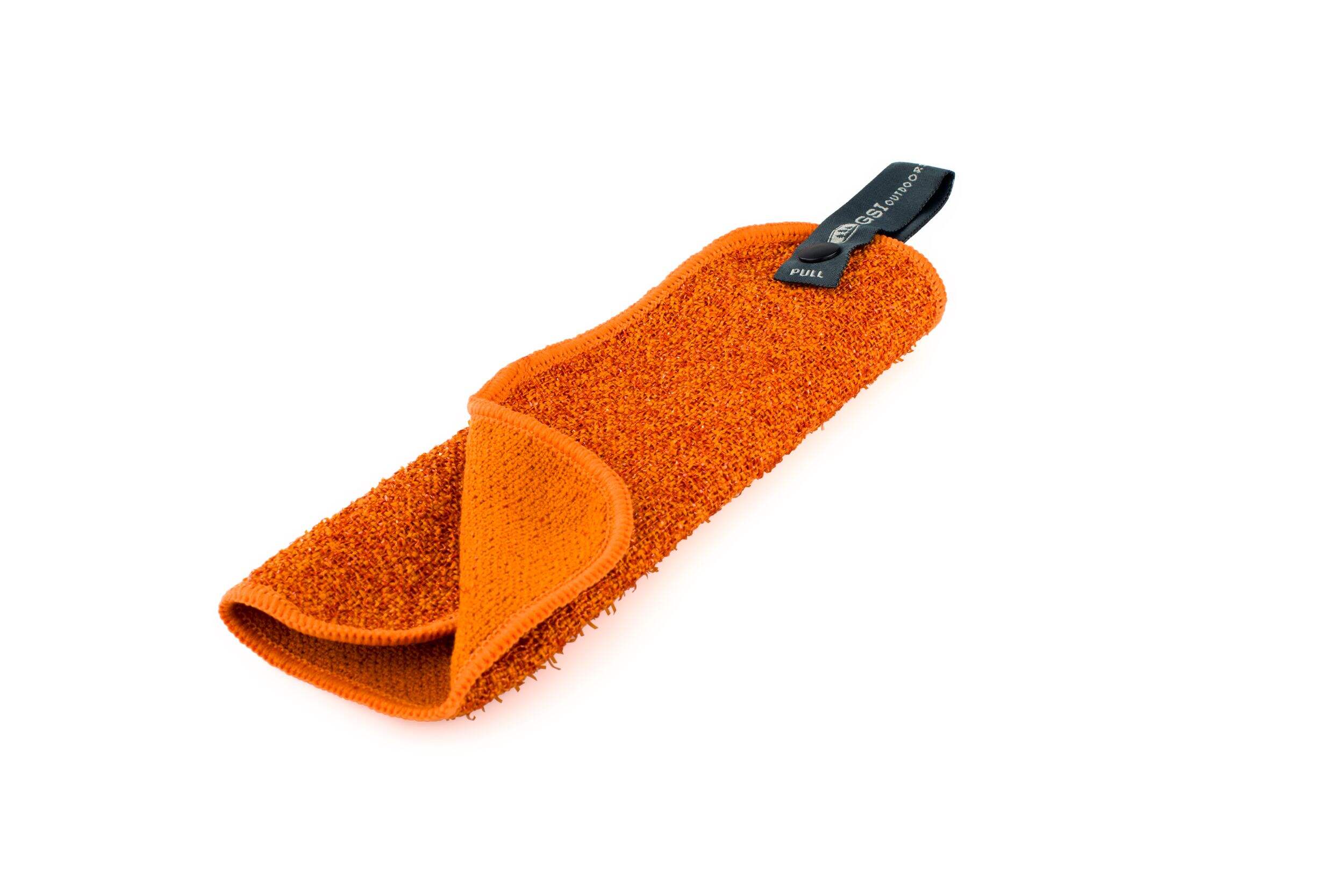 GSI Outdoors Camp Dish Cloth, Two-sided Soft/Abrasive Sides, Large, Orange Front_Three_Fourths_Angled_Left