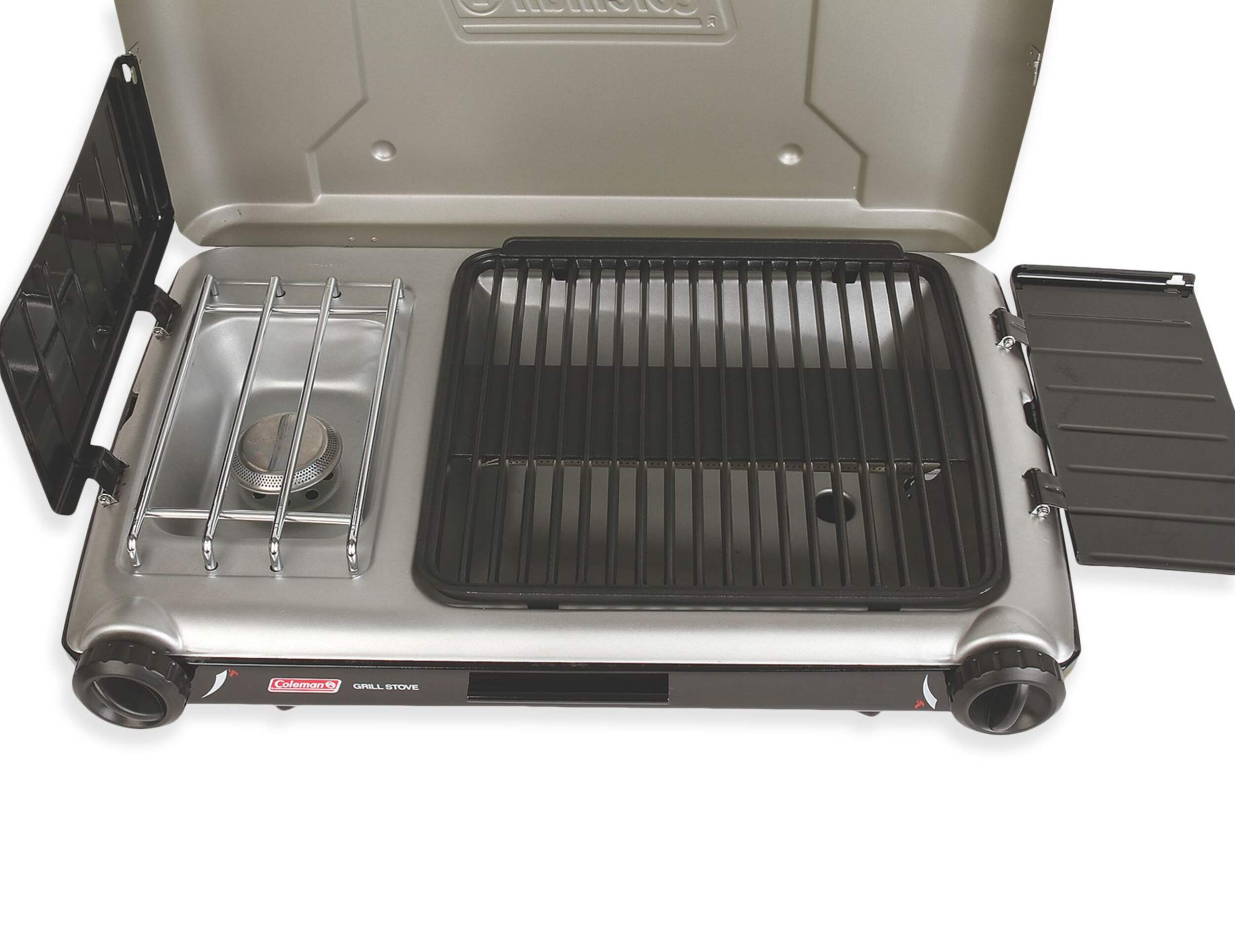 Coleman Double-Burner 20,000 BTUs Electronic Ignition Grill Camp Stove ...