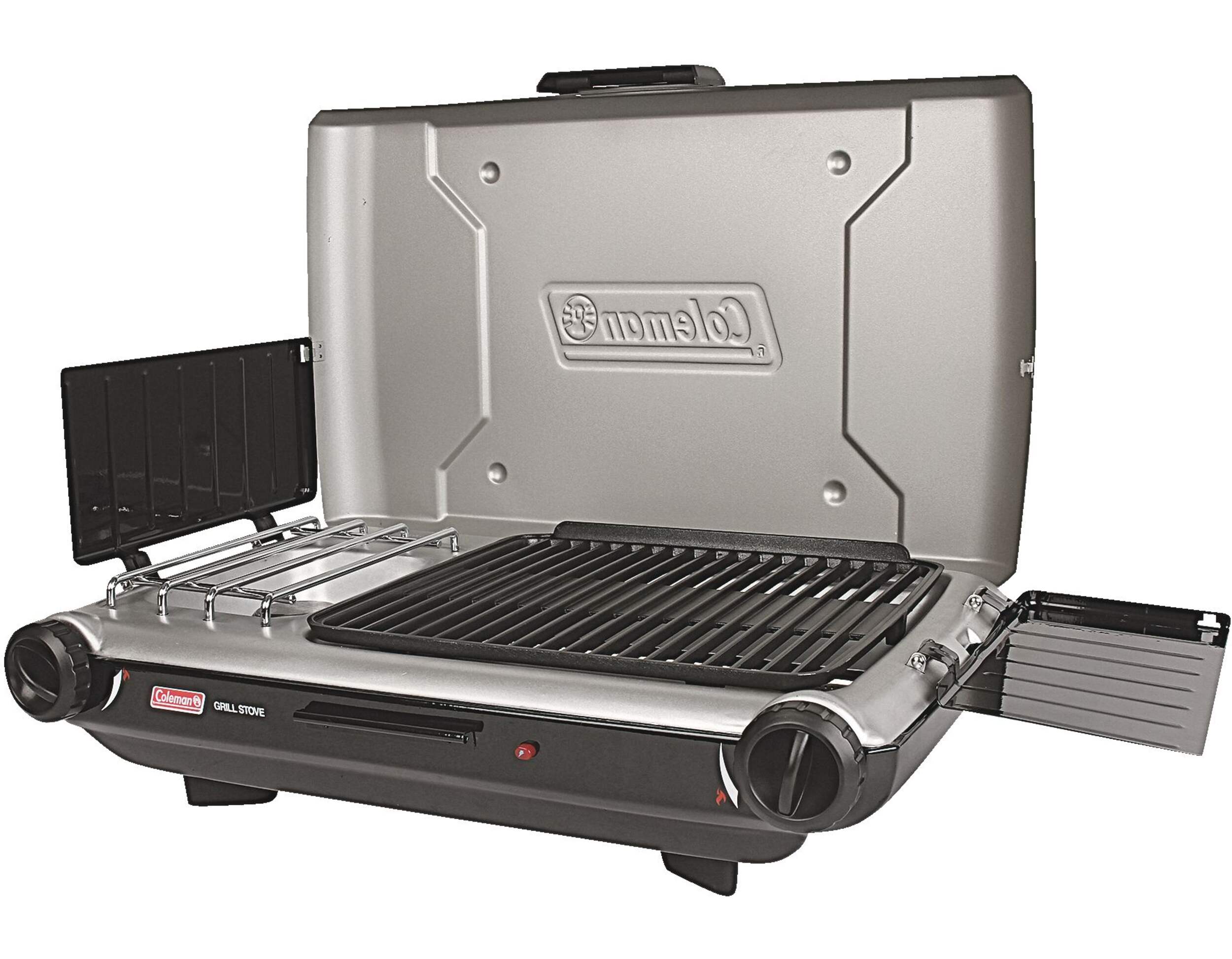 Coleman Double-Burner 20,000 BTUs Electronic Ignition Grill Camp Stove ...