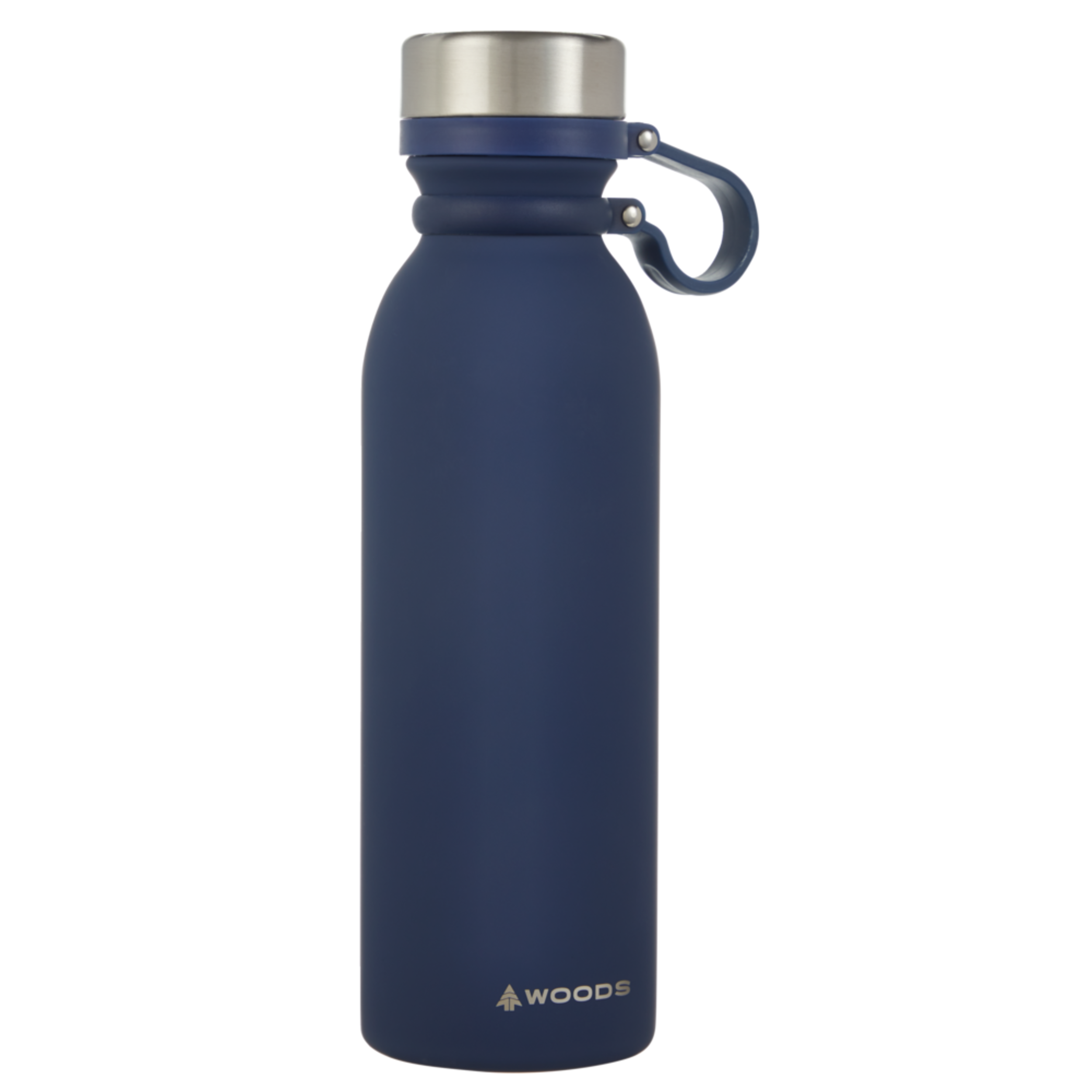 Woods™ Stainless Steel Insulated Rubberized Water Bottle, Assorted Colours, 600mL Front_Three_Fourths_Angled_Right