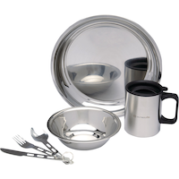 Outbound Stainless Steel Individual Camping Table Set with Cutlery Set, 6-pc Composite_or_Mixed
