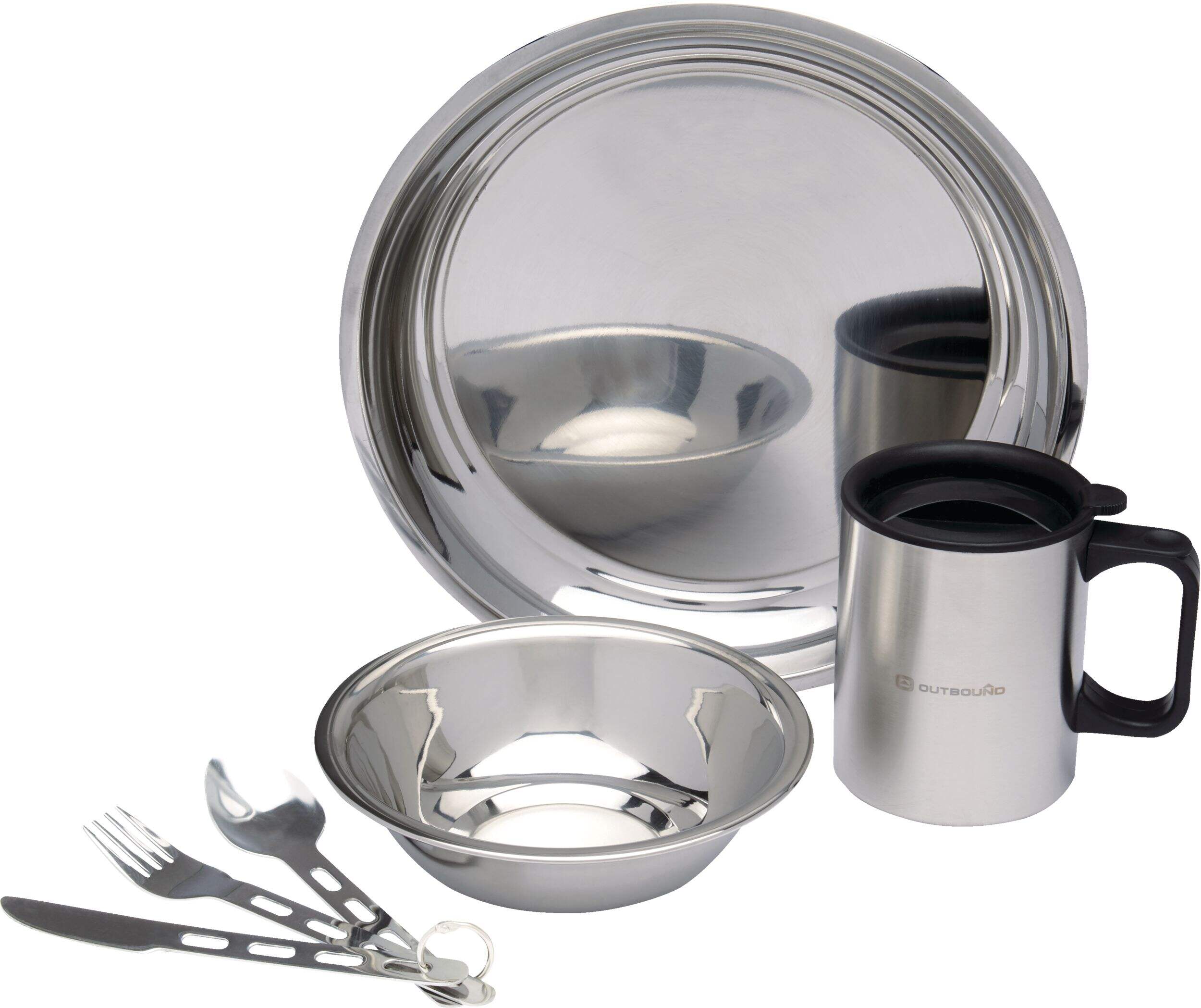 Outbound Stainless Steel Individual Camping Table Set with Cutlery Set, 6-pc Composite_or_Mixed