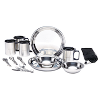 Outbound Stainless Steel Family Camping Table Set with Cutlery, 24-pc