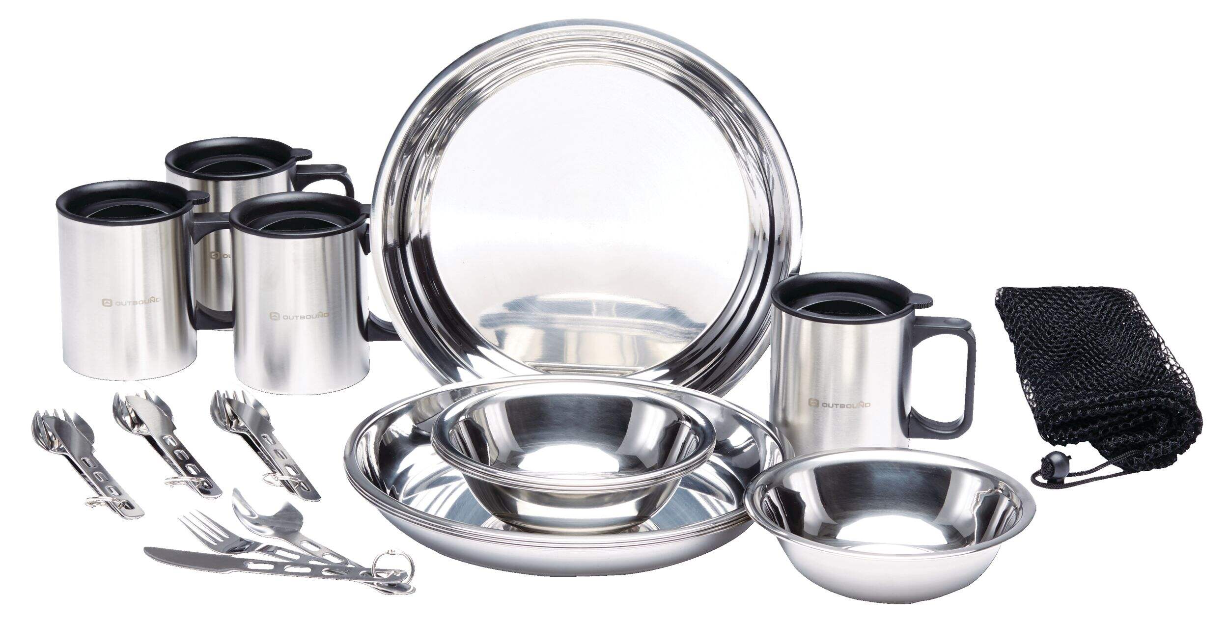 Outbound Stainless Steel Family Camping Table Set with Cutlery, 24-pc Composite_or_Mixed