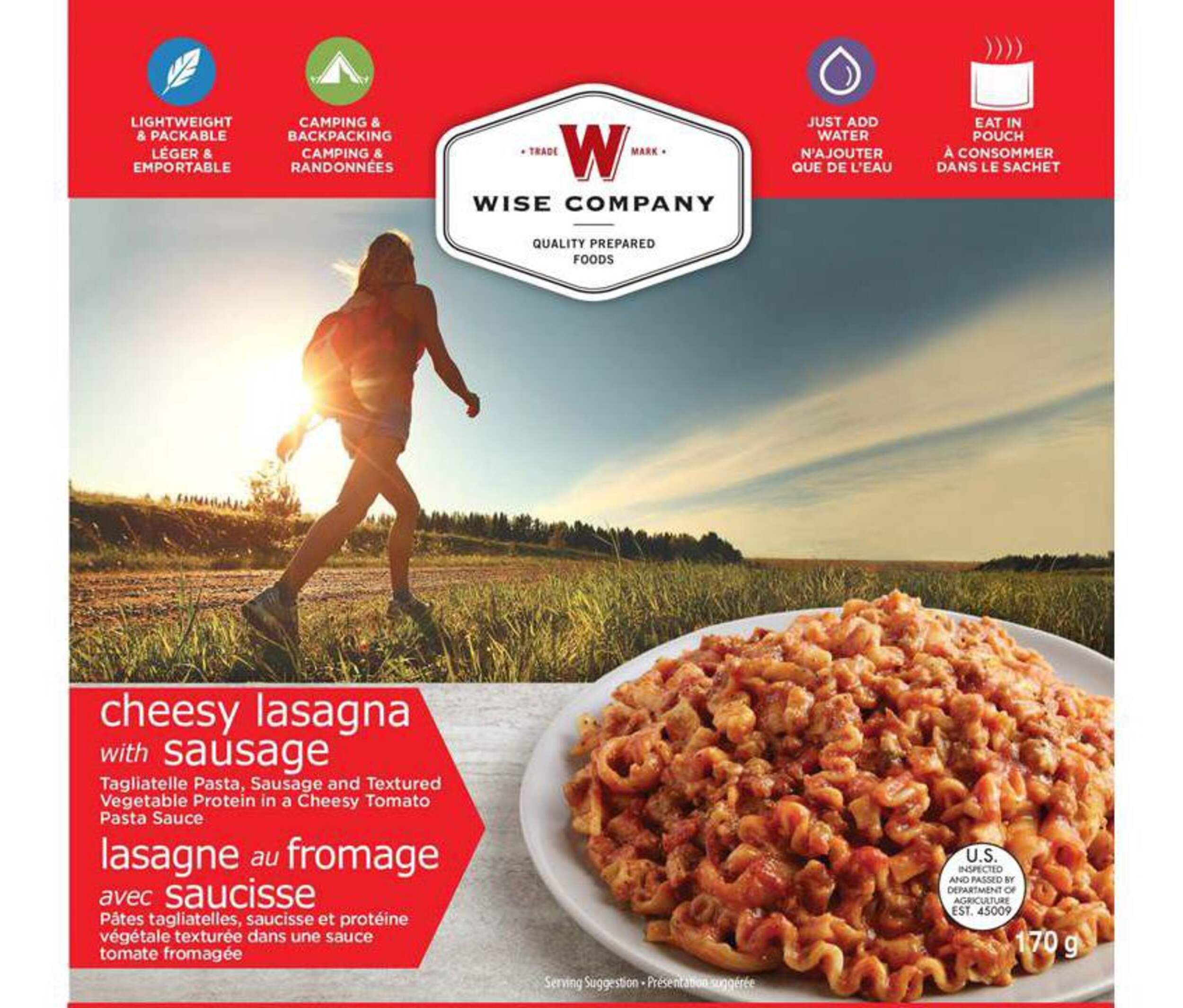 Wise Company Cheesy Lasagna with Sausage, 170-g Front_Flat