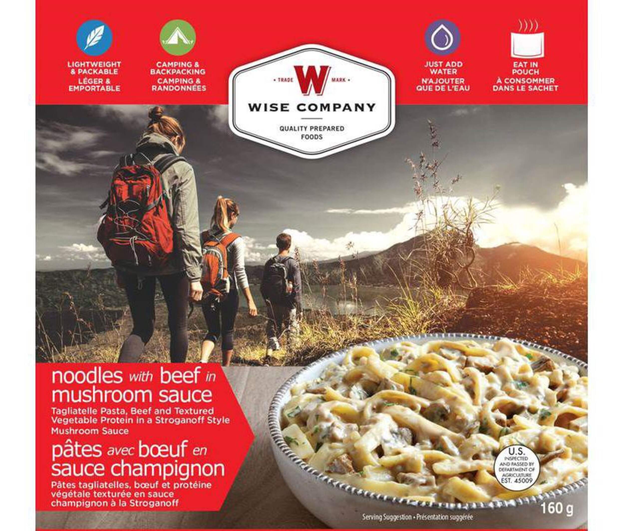 Wise Company Noodles with Beef in Mushroom Sauce, 160-g Front_Flat