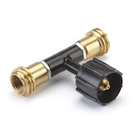 Woods™ Brass & Steel Dual Appliance Tank Converter for Camping, 20-lb Bottom_Plunge