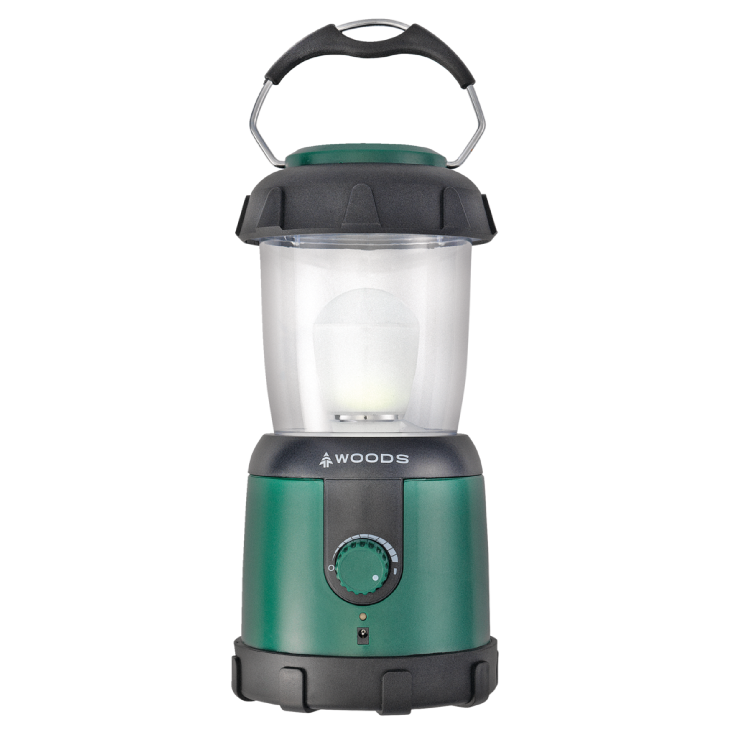 Woods™ Rechargeable LED Camping Lantern w/ USB Charger & Hanging Hook, 180 Lumen Front_Flat