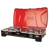 Coleman FyreSergeant Double-Burner 22,000 BTUs Camp Stove with 2-Grill Grates Front_Three_Fourths_Angled_Left