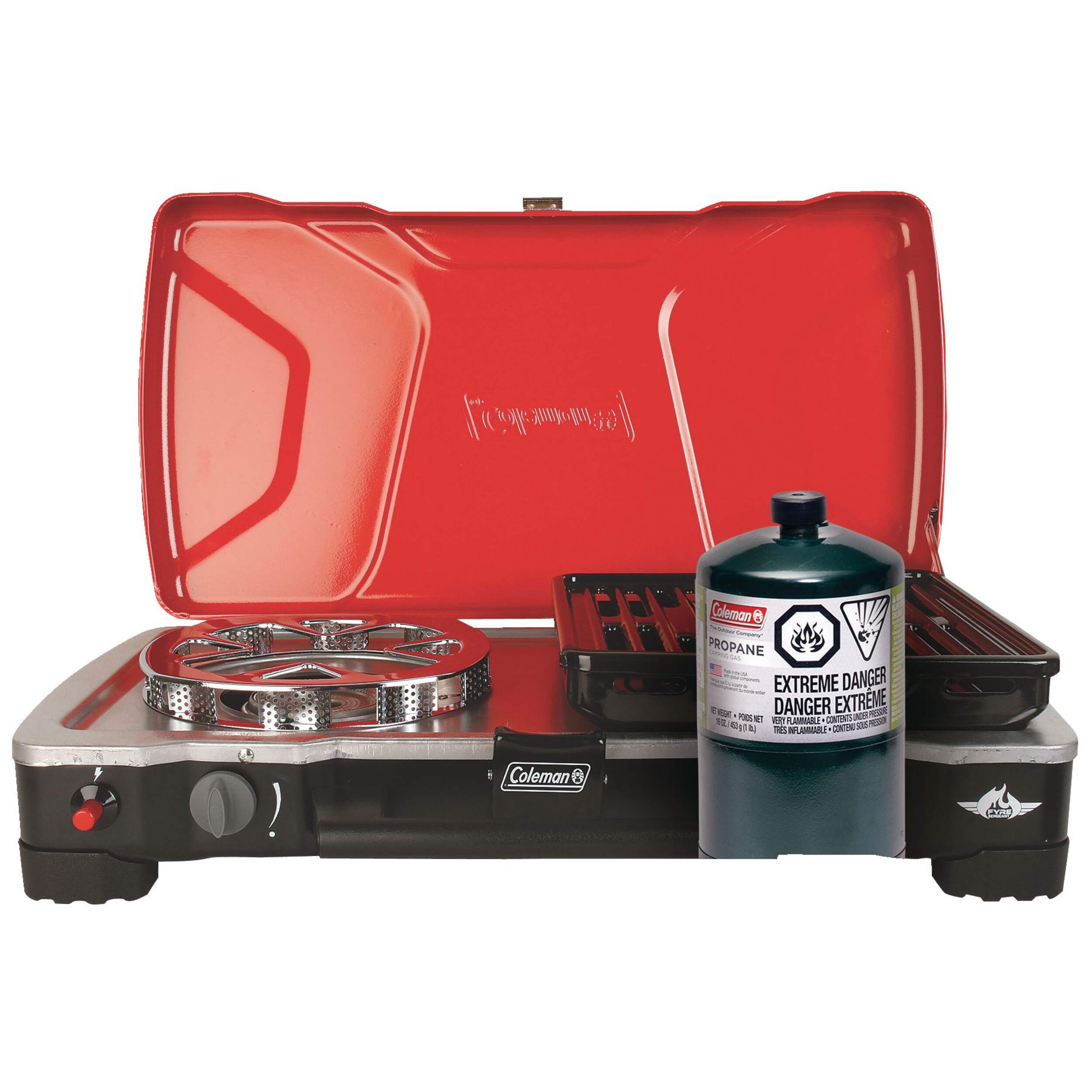 Coleman FyreSergeant Double-Burner 22,000 BTUs Camp Stove with 2-Grill ...