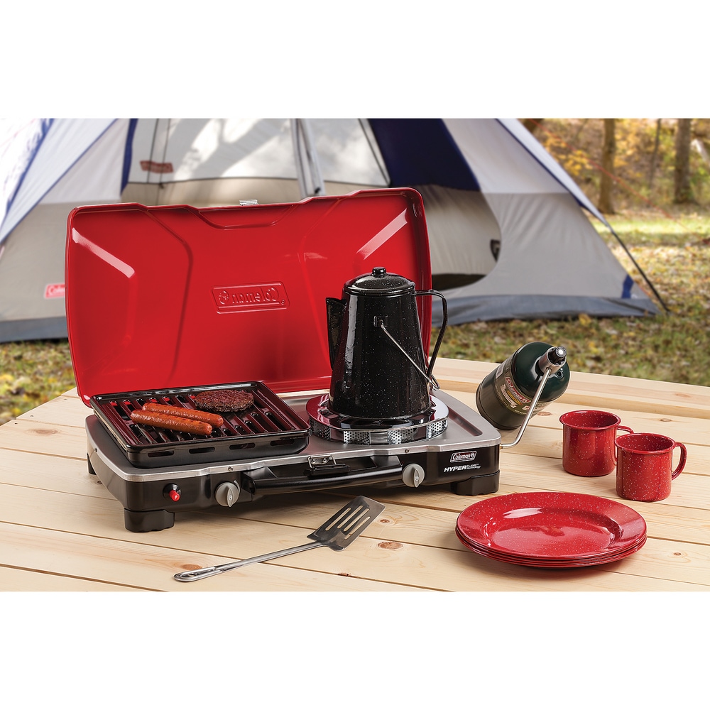 Coleman FyreSergeant DoubleBurner 22,000 BTUs Camp Stove with 2Grill