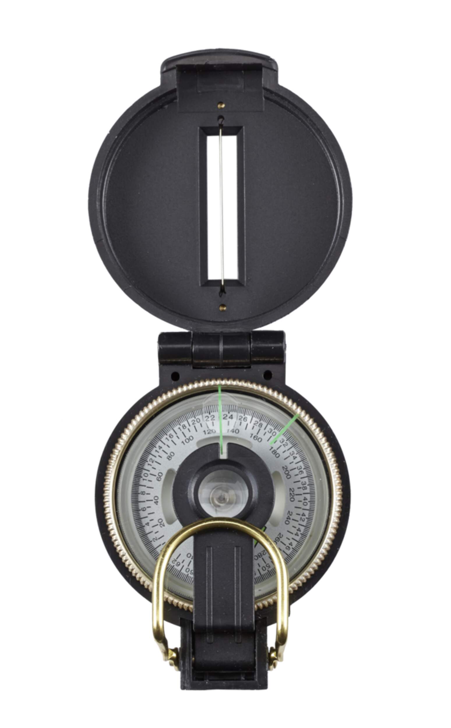 Outbound Lensatic Metric Scale Camping Compass Overhead_Flat