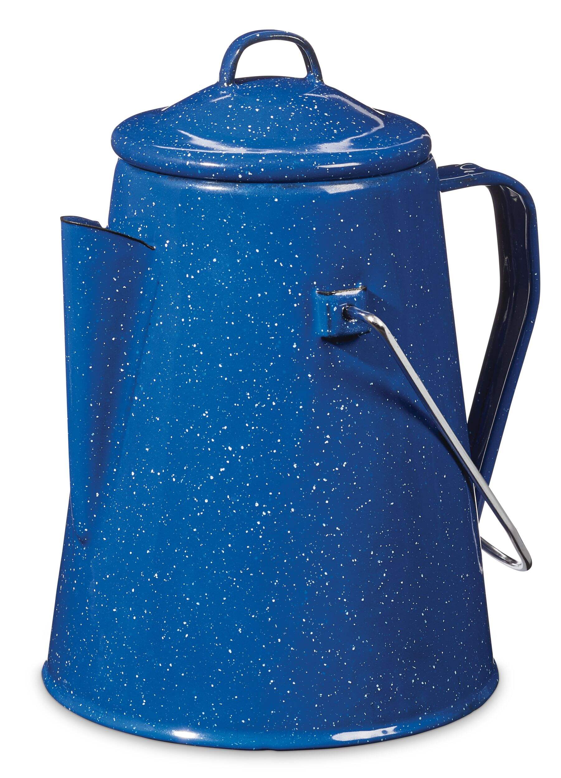Woods™ Founder Enamel Camping Coffee Percolator, 9-Cups Front_Angled_Left