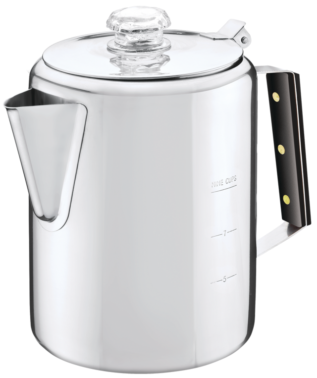 Woods™ Daybreak Stainless Steel Camping Coffee Percolator, 9Cups