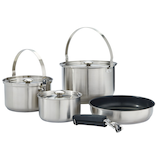 Woods Viand Stainless Steel Camping Pot Set, 5-pc Composite_or_Mixed