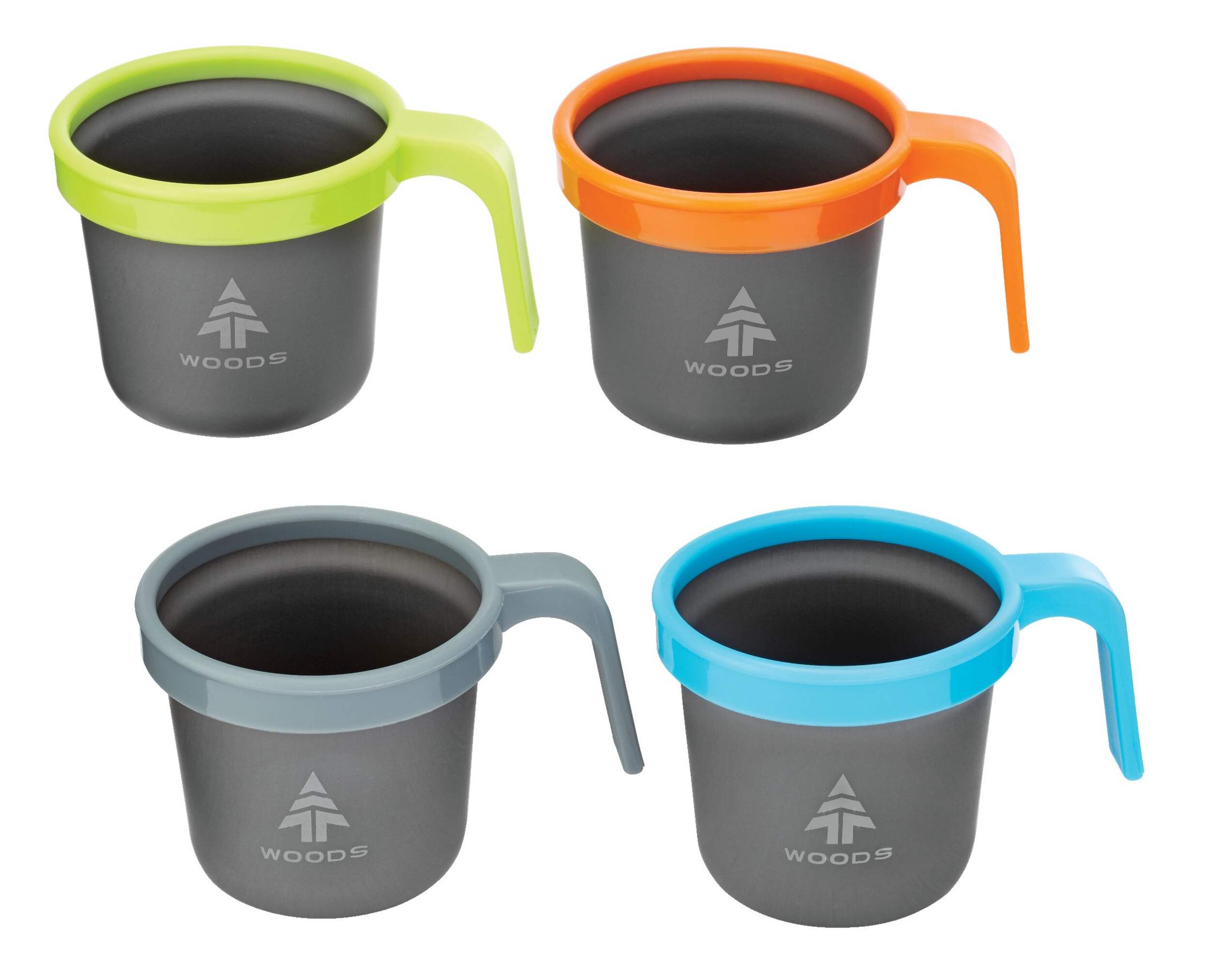 Woods™ Anodized Camping Mug Set, Assorted Colours, 280-mL, 4-pk Overhead_Plunge