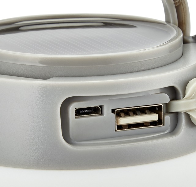 Woods™ Gibbous Solar/Rechargeable LED Camping Light/Lantern w/ USB Port