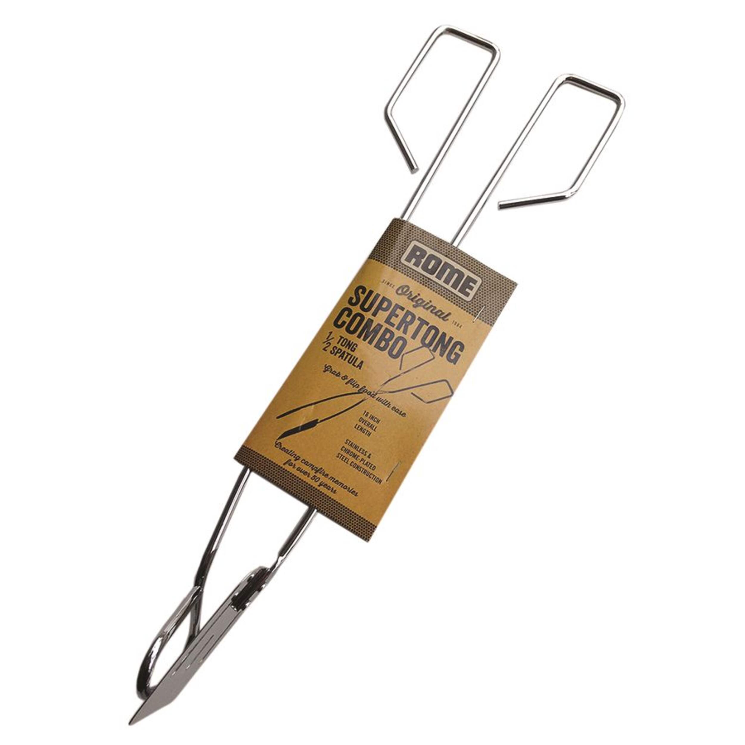 Rome Original Chrome Plated Steel Supertong Combo for Camping, 16-in Front_Angled_Left