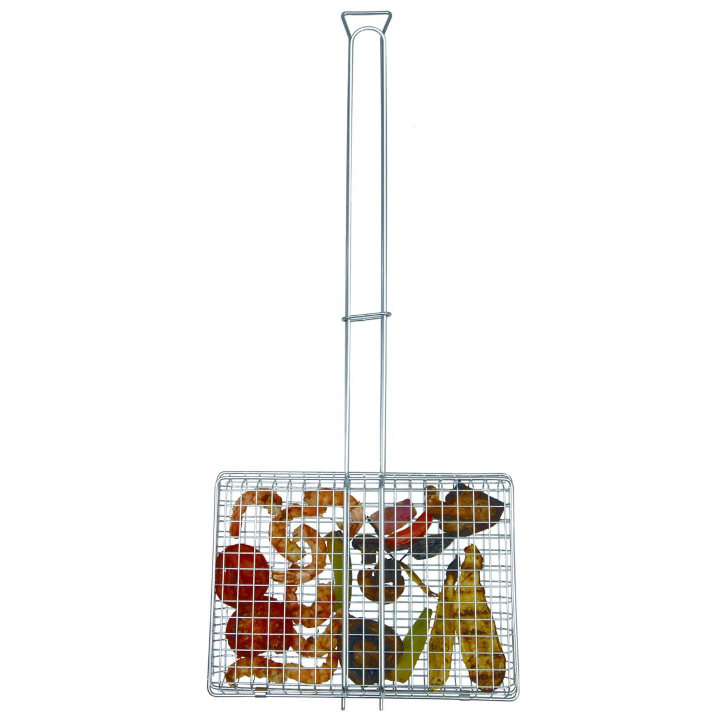 Rome Chrome Plated Steel Outdoor Grill Basket, 11 x 8 x 1.5-in Front_Flat