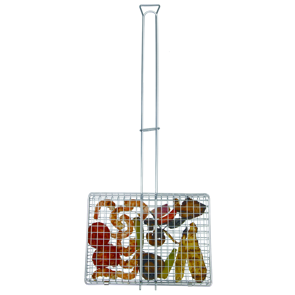 Rome Chrome Plated Steel Outdoor Grill Basket, 11 x 8 x 1.5in