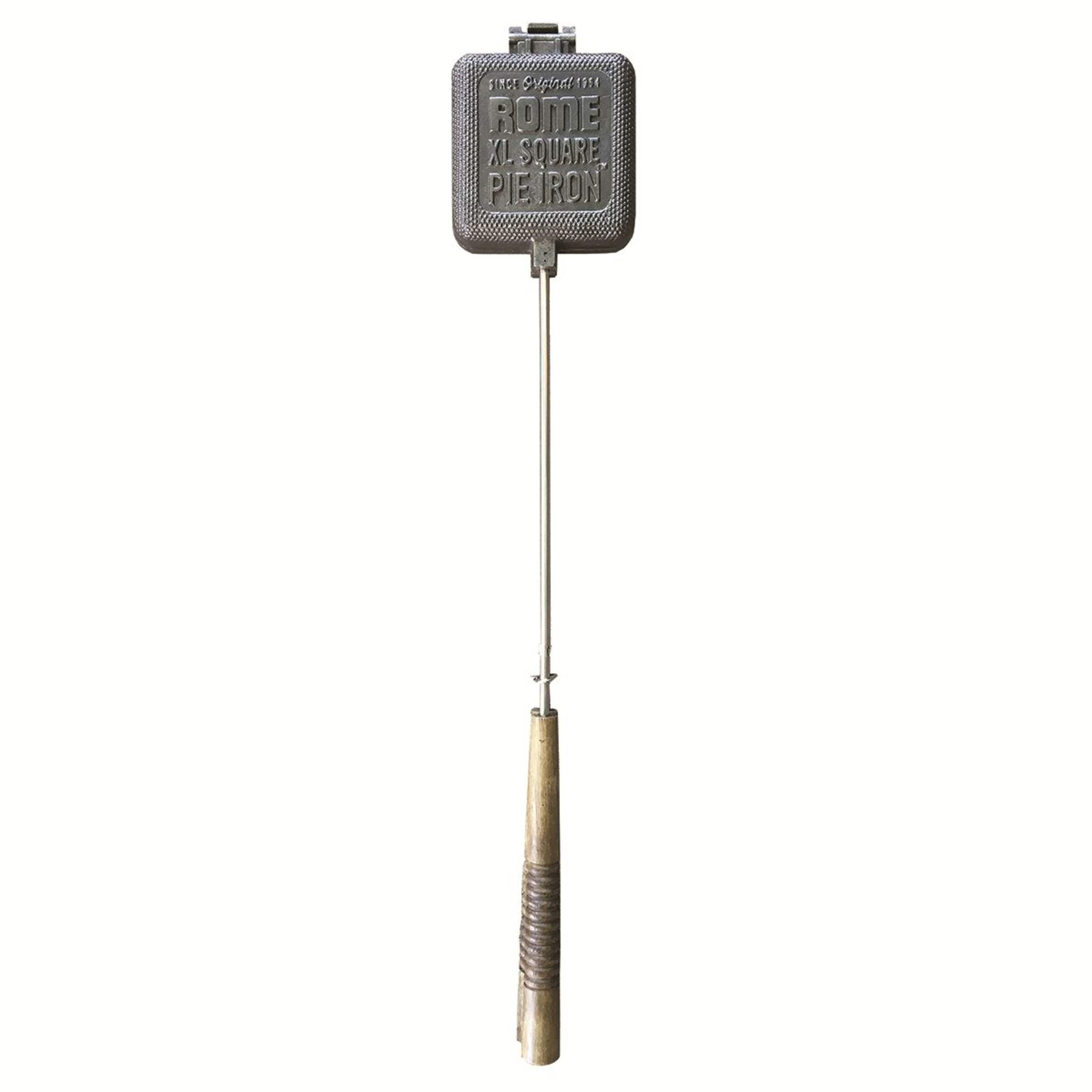 Rome Original XL Square Pie Iron with Wood Handle, Cast Iron, Black Overhead_Flat