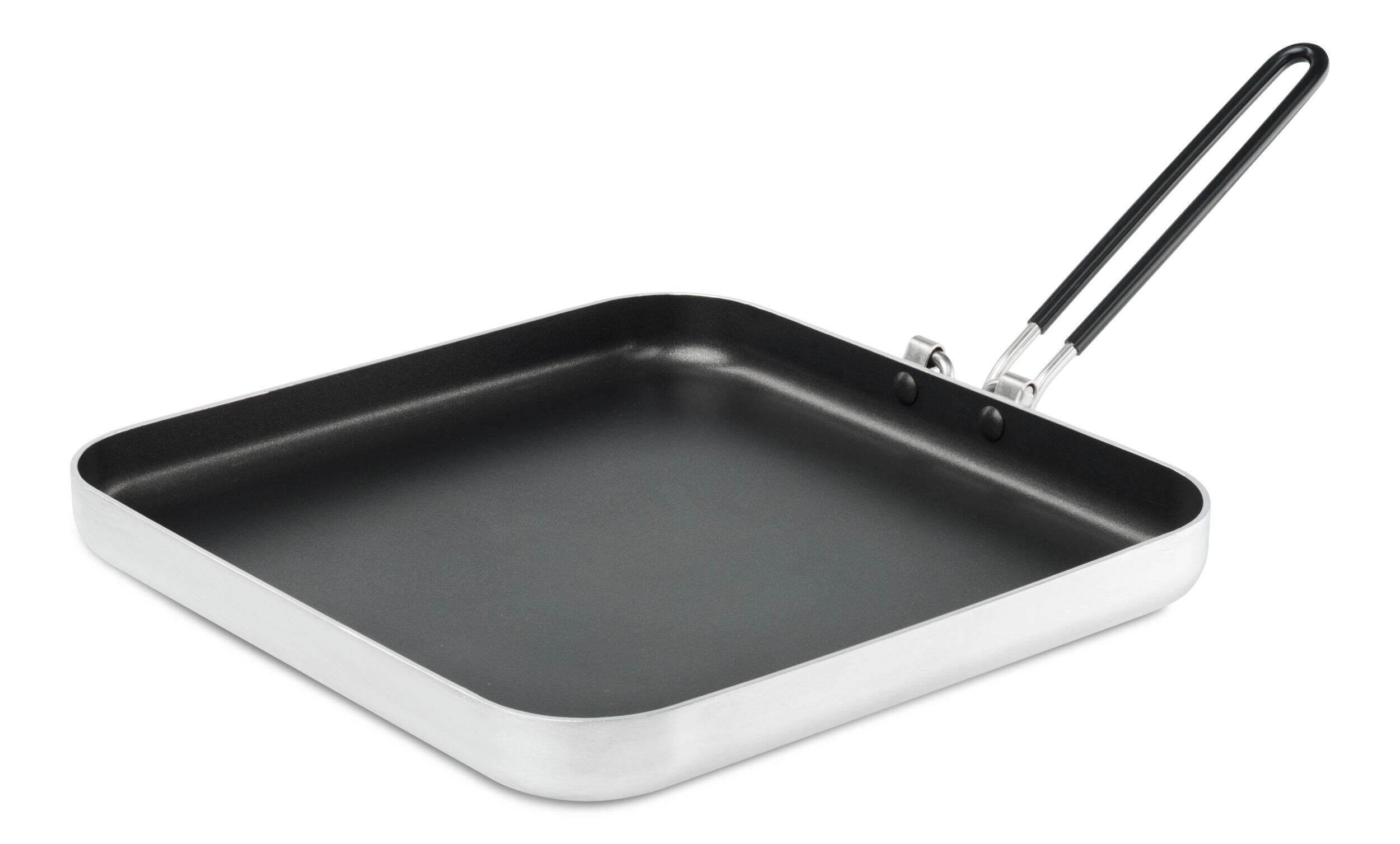 GSI Outdoors Bugaboo Square Frypan, Folding Handle, Non-Stick, Aluminum Front_Three_Fourths_Angled_Left