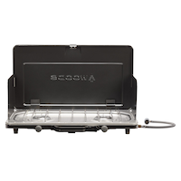 Woods Spark Slim Propane 2-Burner Stove with Hose Regulator