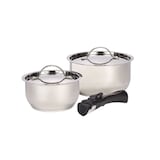 Woods Provision Stainless Steel Camping Cook Pot Set, Made in Canada, 3-pc Composite_or_Mixed
