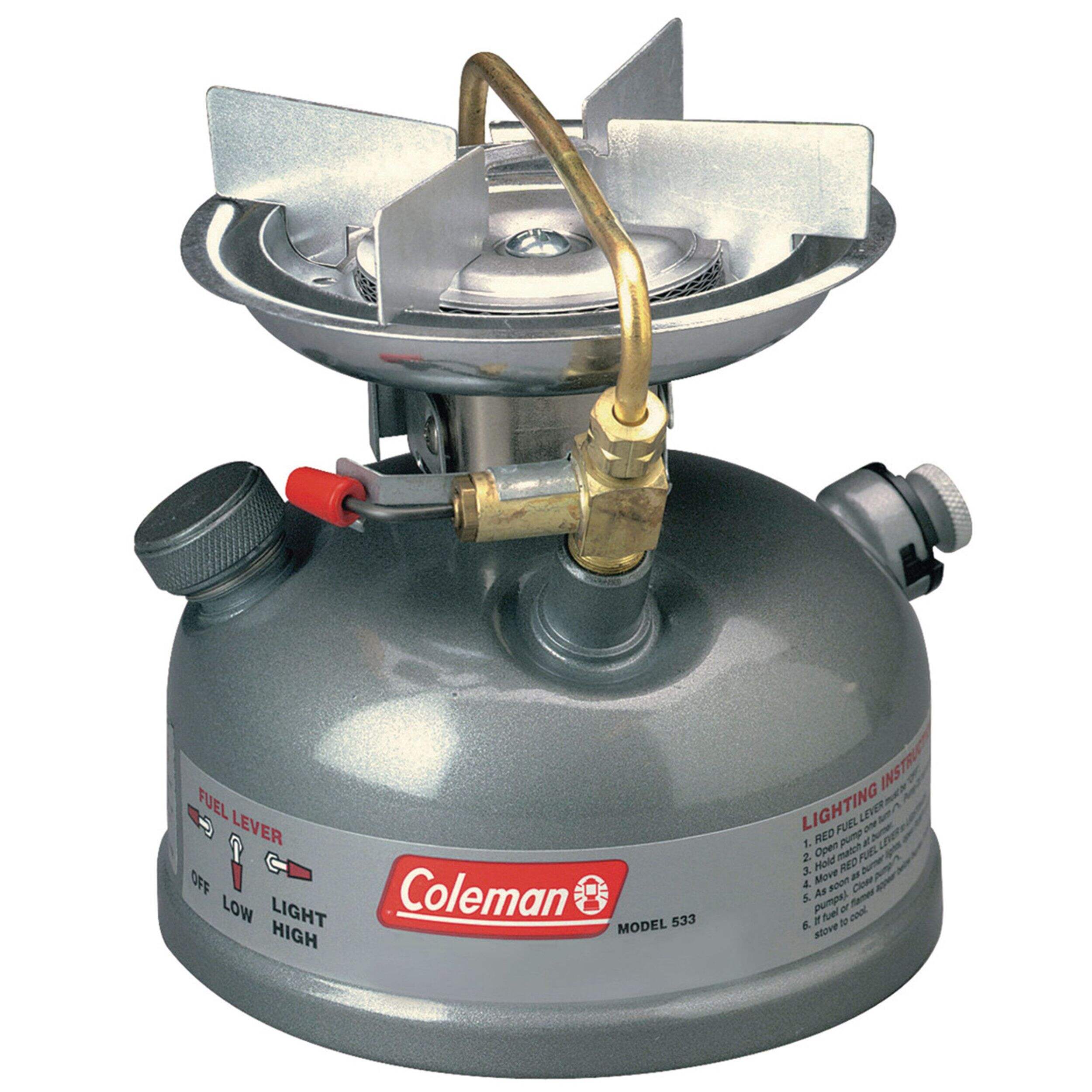 Coleman Classic Portable 1-Burner Naptha Fuel Camping Stove with Wind Baffles Front_Elevated