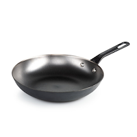 GSI Outdoors Guidecast Cast Iron Outdoor Camping Frying Pan, 10-in, Black Front_Three_Fourths_Angled_Left